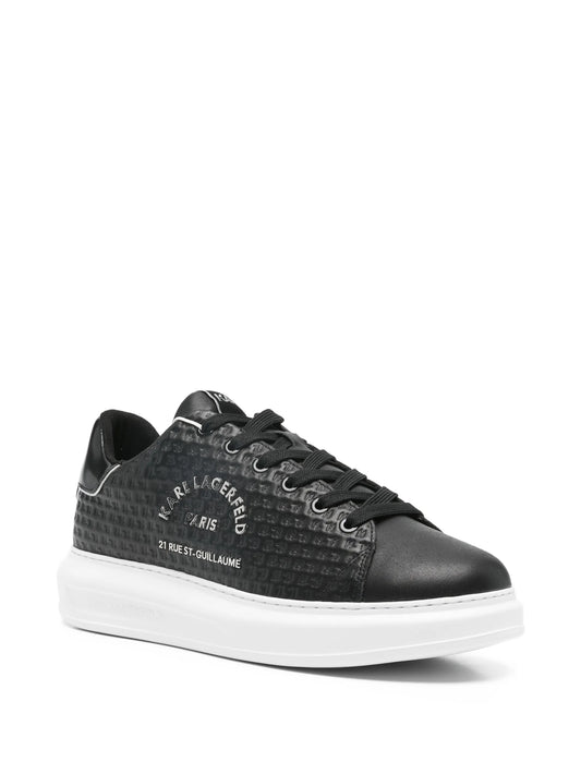 KARL LAGERFELD KPRI MICROGRAM-PATTERN SNEAKERS (Black)