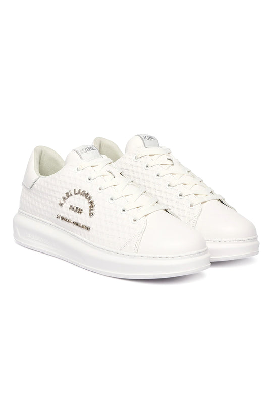 KARL LAGERFELD KPRI MICROGRAM-PATTERN SNEAKERS (White)