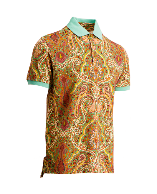 MENS ETRO PAISLEY POLO TURQUOISE