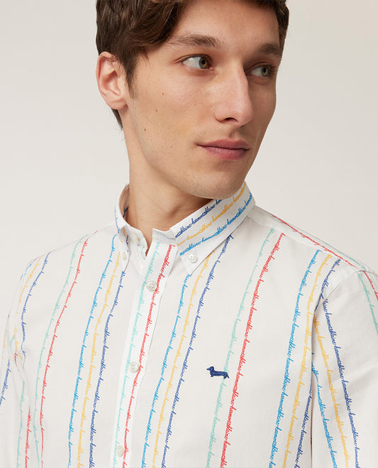 HARMONT&BLAINE STRIPED SHIRT WITH LETTERING