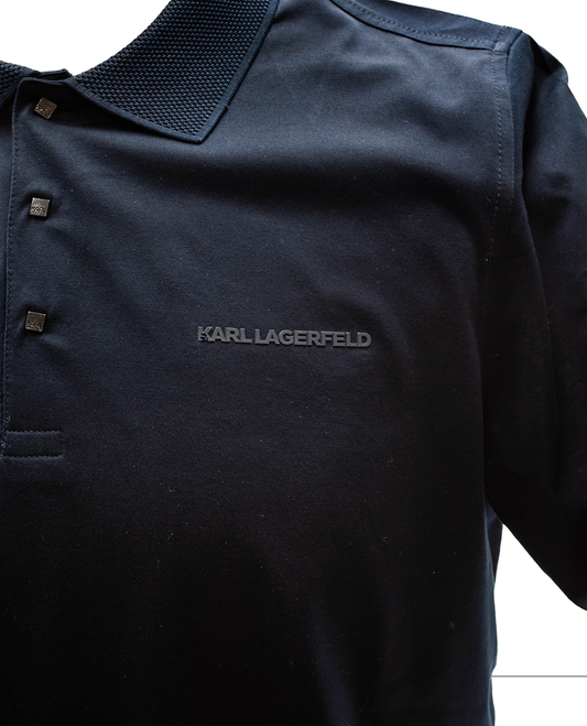 KARL LAGERFELD NAVY MERCERIZED LONG SLEEVE SHIRT