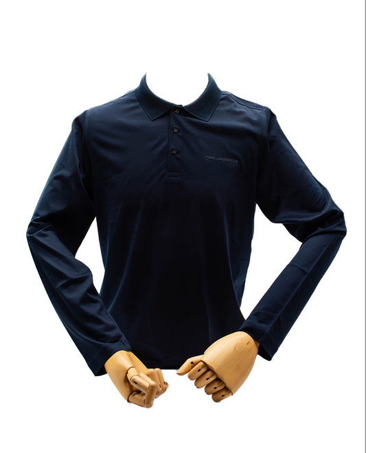 KARL LAGERFELD NAVY MERCERIZED LONG SLEEVE SHIRT
