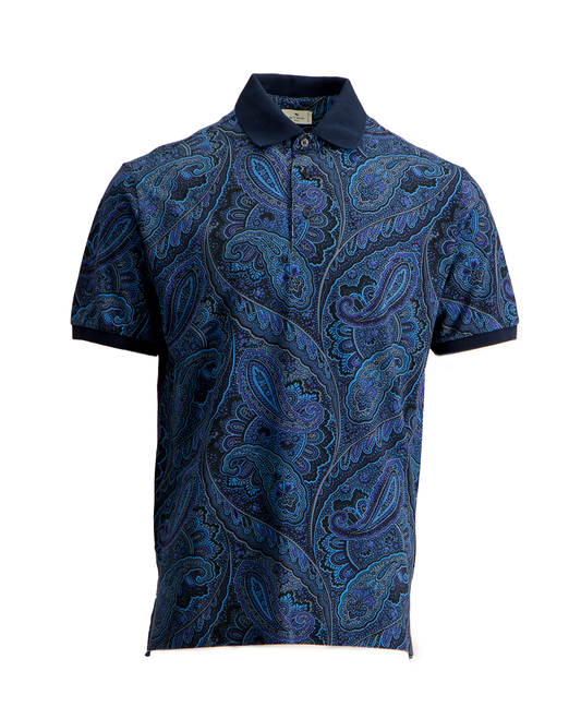 PAISLEY-PRINT POLO SHIRT IN BLUE