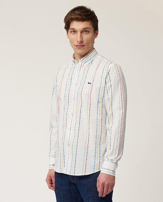 HARMONT&BLAINE STRIPED SHIRT WITH LETTERING