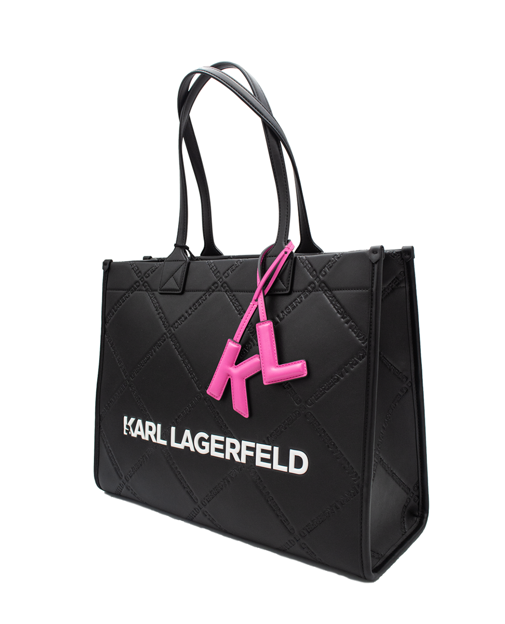 KARL LAGERFELD K SKUARE EMBOSSED LARGE TOTE BAG BLACK