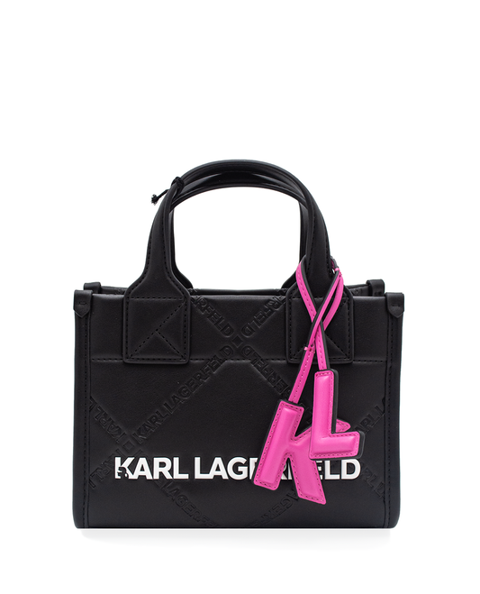 KARL LAGERFELD K/SKUARE EMBOSSED SMALL TOTE BAG - BLACK