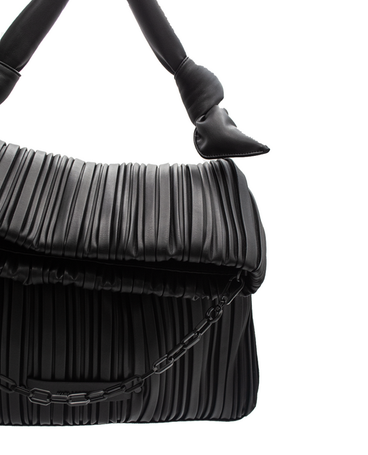 KARL LAGERFELD KUSHION FOLDED TOTE WITH KNOTTED HANDLE (BLACK)